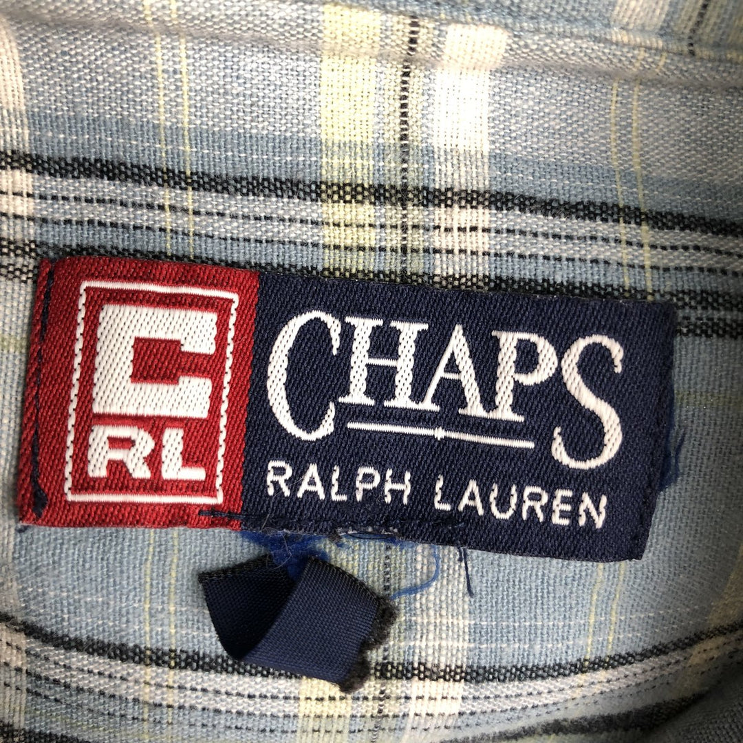 Ralph Lauren CHAPS Short-Sleeve Button-Down Check Shirt, Boxy Shirt, Men's Size XL (approx.) unclear Blue type light blue Vintage Second Hand