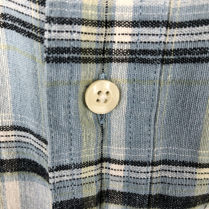 Ralph Lauren CHAPS Short-Sleeve Button-Down Check Shirt, Boxy Shirt, Men's Size XL (approx.) unclear Blue type light blue Vintage Second Hand