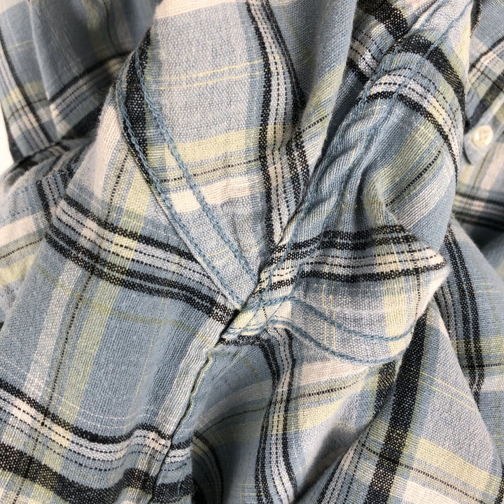Ralph Lauren CHAPS Short-Sleeve Button-Down Check Shirt, Boxy Shirt, Men's Size XL (approx.) unclear Blue type light blue Vintage Second Hand