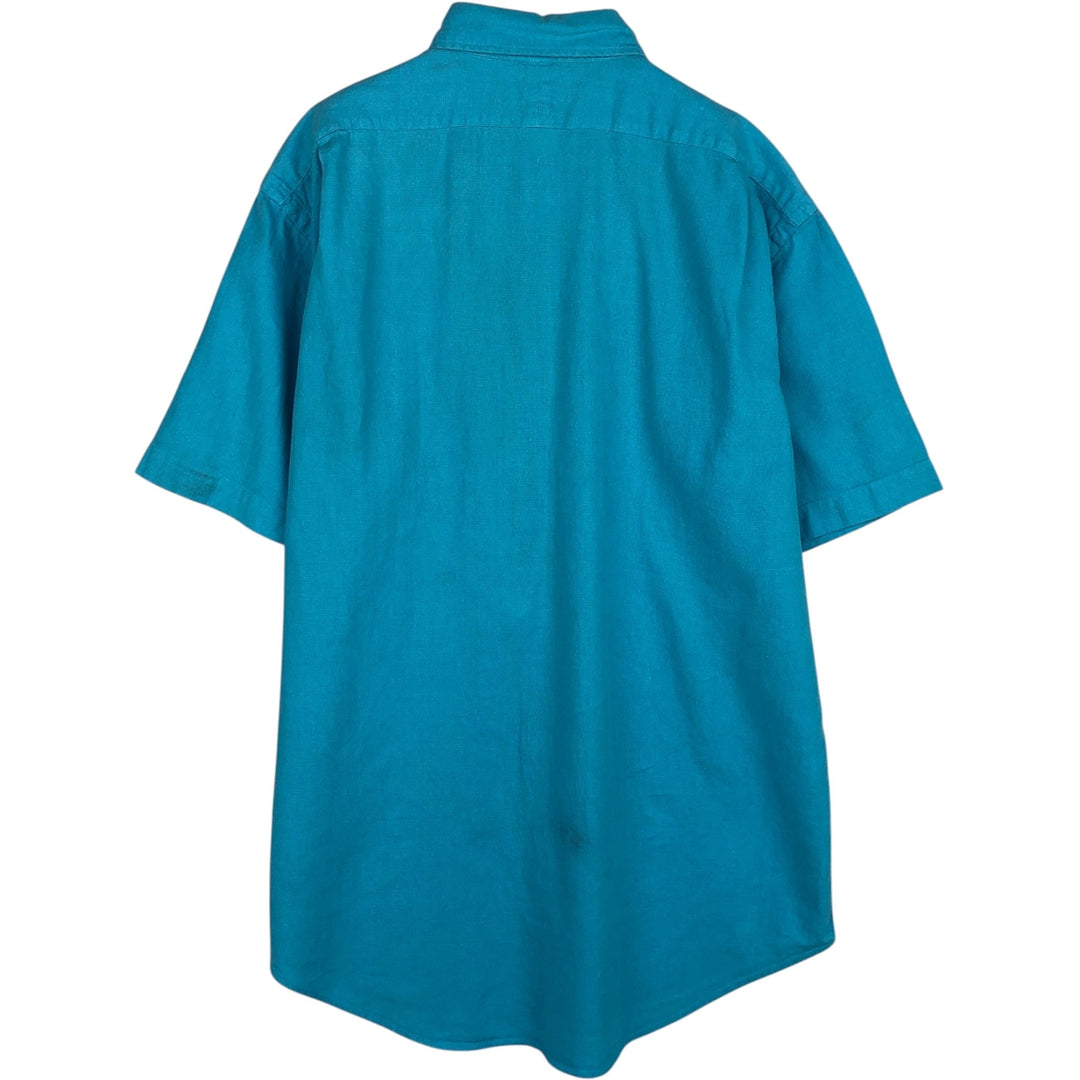 Ralph Lauren POLO by Ralph Lauren short sleeve linen shirt, men's size L linen Blue type light blue Vintage Second Hand