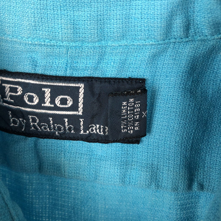 Ralph Lauren POLO by Ralph Lauren short sleeve linen shirt, men's size L linen Blue type light blue Vintage Second Hand