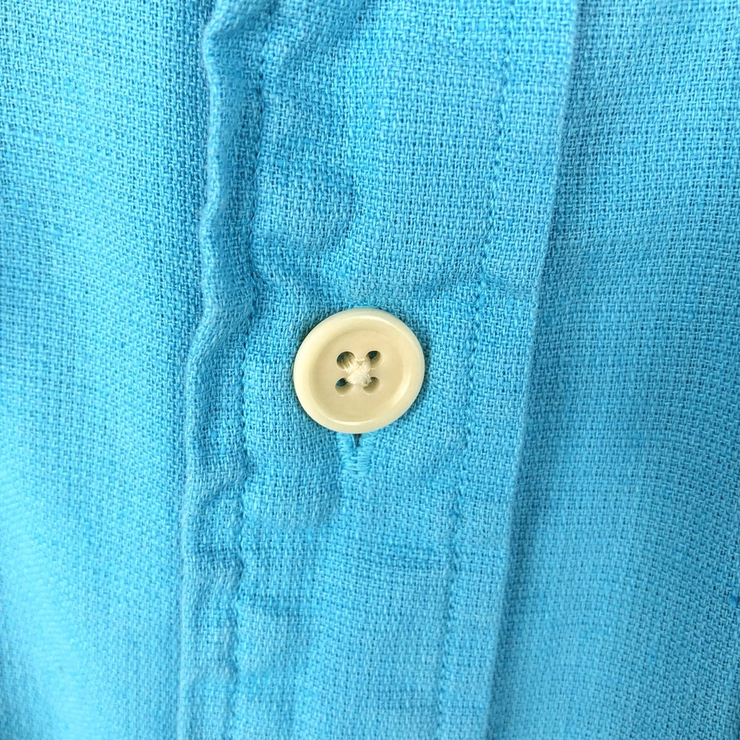 Ralph Lauren POLO by Ralph Lauren short sleeve linen shirt, men's size L linen Blue type light blue Vintage Second Hand