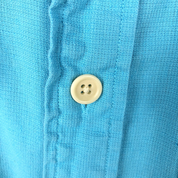 Ralph Lauren POLO by Ralph Lauren short sleeve linen shirt, men's size L linen Blue type light blue Vintage Second Hand