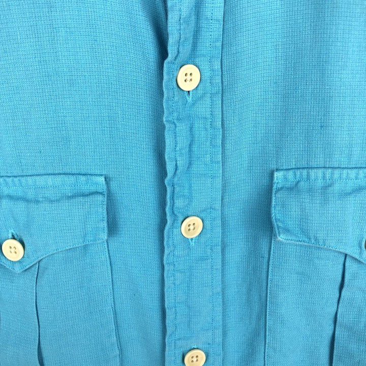 Ralph Lauren POLO by Ralph Lauren short sleeve linen shirt, men's size L linen Blue type light blue Vintage Second Hand