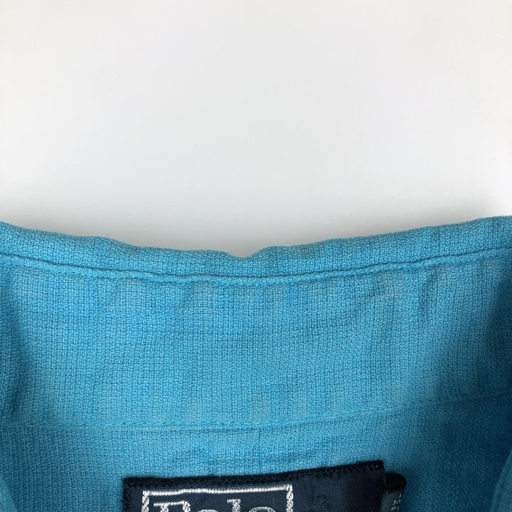 Ralph Lauren POLO by Ralph Lauren short sleeve linen shirt, men's size L linen Blue type light blue Vintage Second Hand