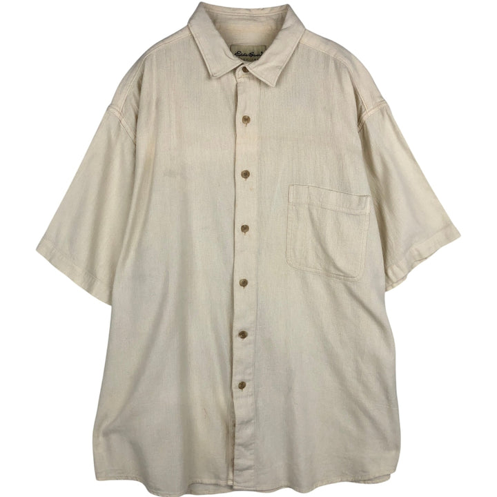 Eddie Bauer Short-Sleeve Cotton Shirt, Men's Size XL (approx.) cotton Beige type Vintage Second Hand