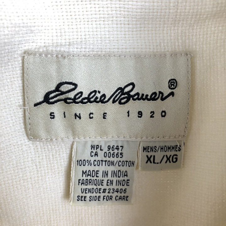 Eddie Bauer Short-Sleeve Cotton Shirt, Men's Size XL (approx.) cotton Beige type Vintage Second Hand