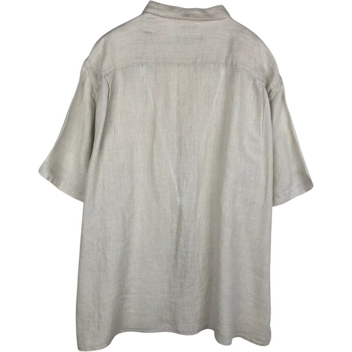2000'S Banana Republic Short-Sleeve Linen Shirt, Men's Size L (approx.) linen Beige type Vintage Second Hand