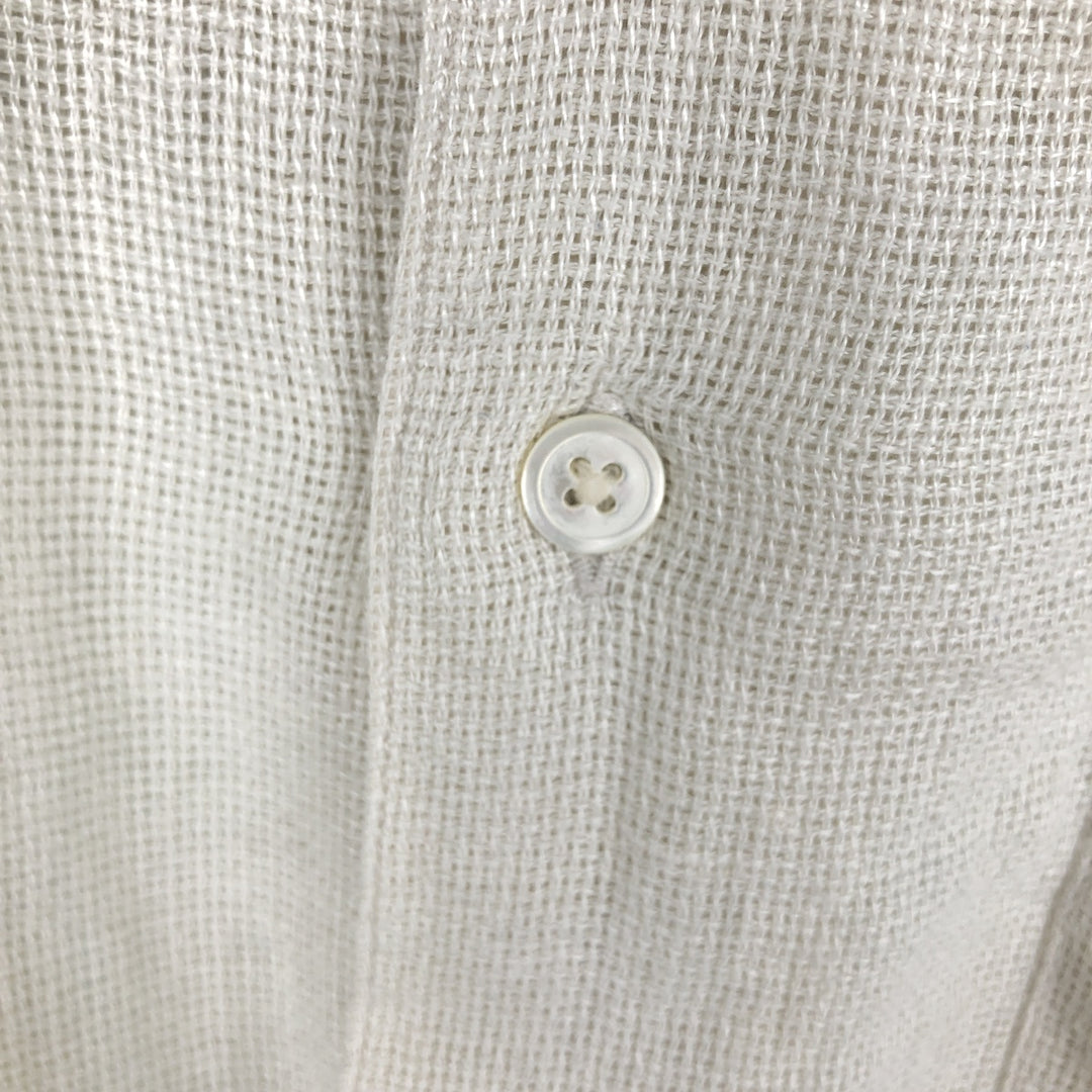 2000'S Banana Republic Short-Sleeve Linen Shirt, Men's Size L (approx.) linen Beige type Vintage Second Hand
