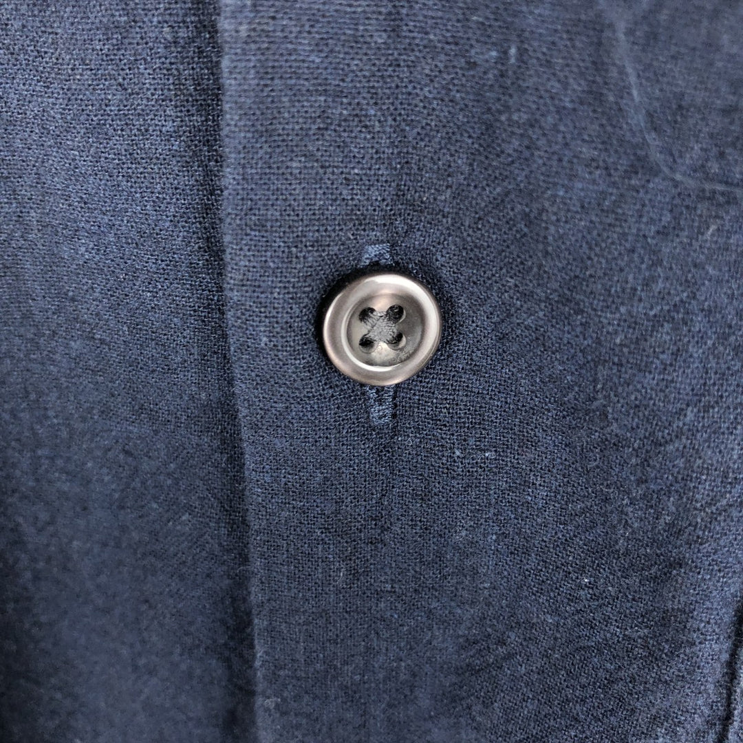 GAP Short-Sleeve Open-Collar Cotton x Linen Shirt, Men's Size L (approx.) linen navy blue type Vintage Second Hand