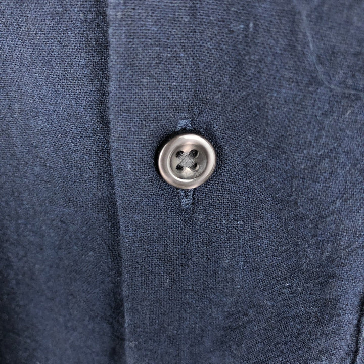 GAP Short-Sleeve Open-Collar Cotton x Linen Shirt, Men's Size L (approx.) linen navy blue type Vintage Second Hand