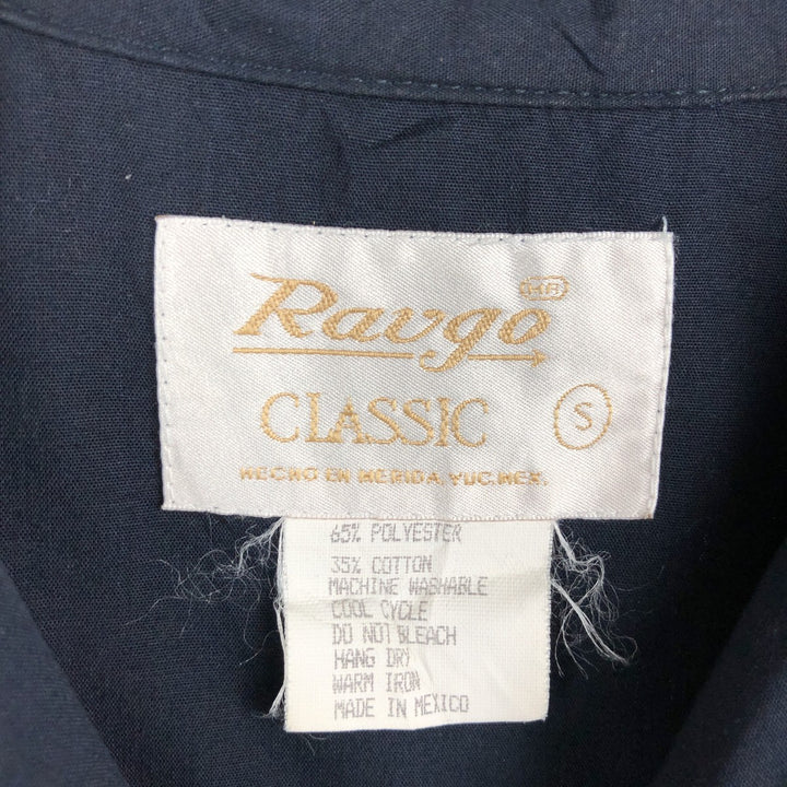 90'S RAVGO CLASSIC Short-Sleeve Open-Collar Mexican Shirt / Cuban Shirt / Boxy Shirt / Men's Size S (Equivalent) / Vintage polyester navy blue type Vintage Second Hand