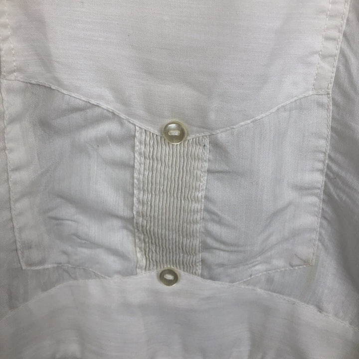 1970s-era MARIO short-sleeved open-collar Mexican shirt, Cuban shirt, boxy shirt, men's size M equivalent, vintage. polyester white type Vintage Second Hand