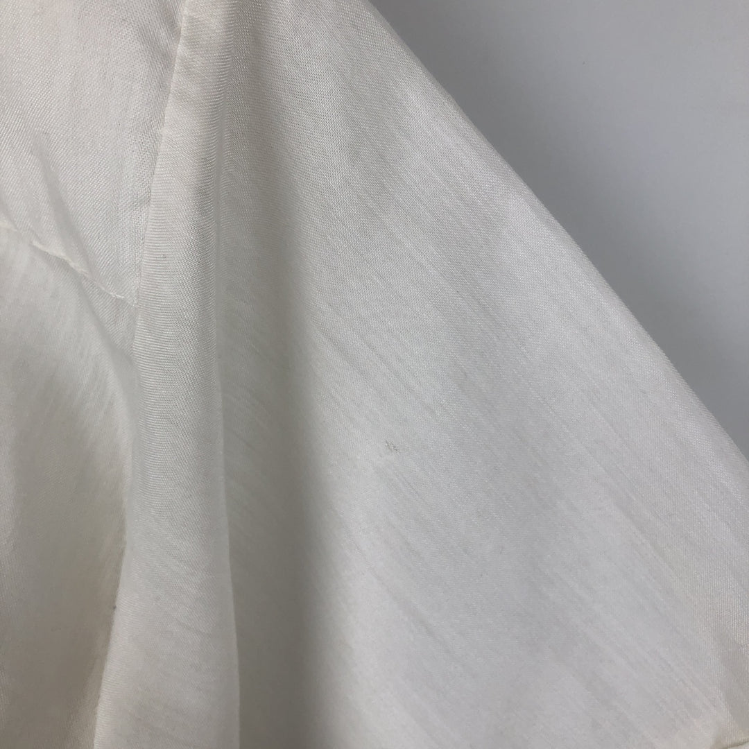 1970s-era MARIO short-sleeved open-collar Mexican shirt, Cuban shirt, boxy shirt, men's size M equivalent, vintage. polyester white type Vintage Second Hand