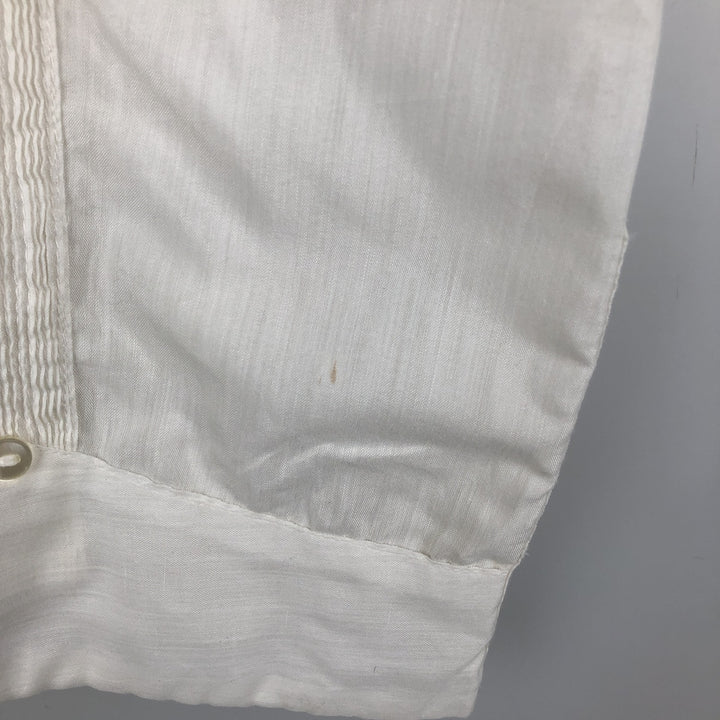 1970s-era MARIO short-sleeved open-collar Mexican shirt, Cuban shirt, boxy shirt, men's size M equivalent, vintage. polyester white type Vintage Second Hand