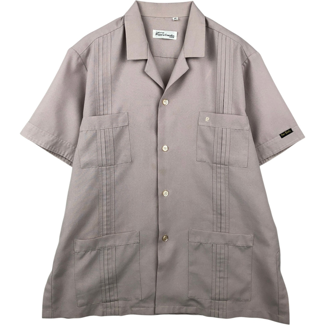 Pierre Cardin Short-Sleeve Open-Collar Mexican Shirt / Cuban Shirt / Box Shirt - Men's Size XL unclear pink type Vintage Second Hand
