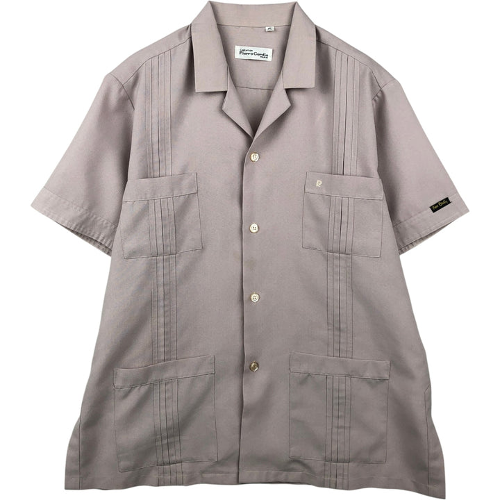 Pierre Cardin Short-Sleeve Open-Collar Mexican Shirt / Cuban Shirt / Box Shirt - Men's Size XL unclear pink type Vintage Second Hand