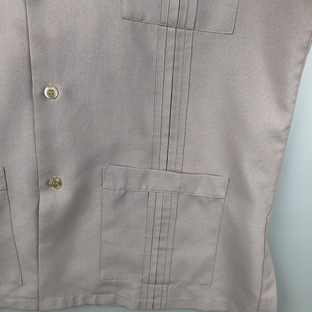 Pierre Cardin Short-Sleeve Open-Collar Mexican Shirt / Cuban Shirt / Box Shirt - Men's Size XL unclear pink type Vintage Second Hand