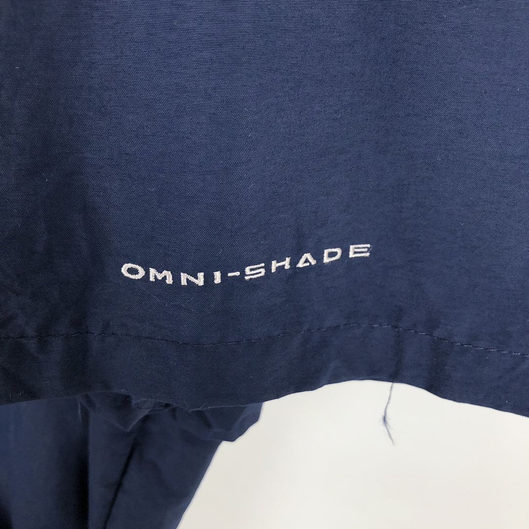 Columbia PFG OMNI-SHADE Short-Sleeve Button-Down Fishing Shirt, Men's Size XL (approx.) Nylon navy blue type Vintage Second Hand