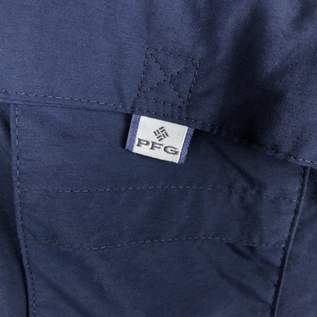 Columbia PFG OMNI-SHADE Short-Sleeve Button-Down Fishing Shirt, Men's Size XL (approx.) Nylon navy blue type Vintage Second Hand