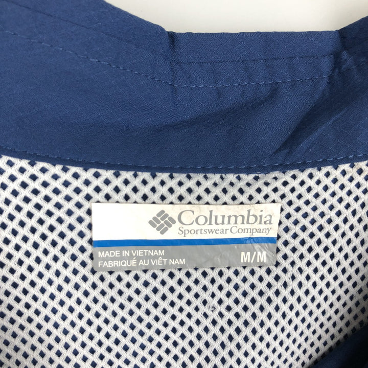 Columbia PFG Short-Sleeve Omni-Shade Open Collar Fishing Shirt (Box Shirt) - Men's Size M (approx.) polyester navy blue type Vintage Second Hand