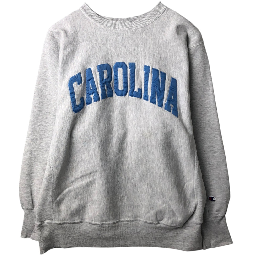 90'S Champion Reverse Weave Embroidered Tag University of North Carolina College Sweatshirt (Men's XL equivalent) cotton gray type Vintage Second Hand