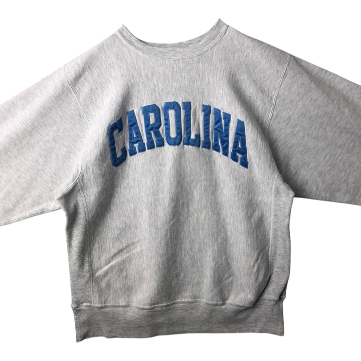 90'S Champion Reverse Weave Embroidered Tag University of North Carolina College Sweatshirt (Men's XL equivalent) cotton gray type Vintage Second Hand