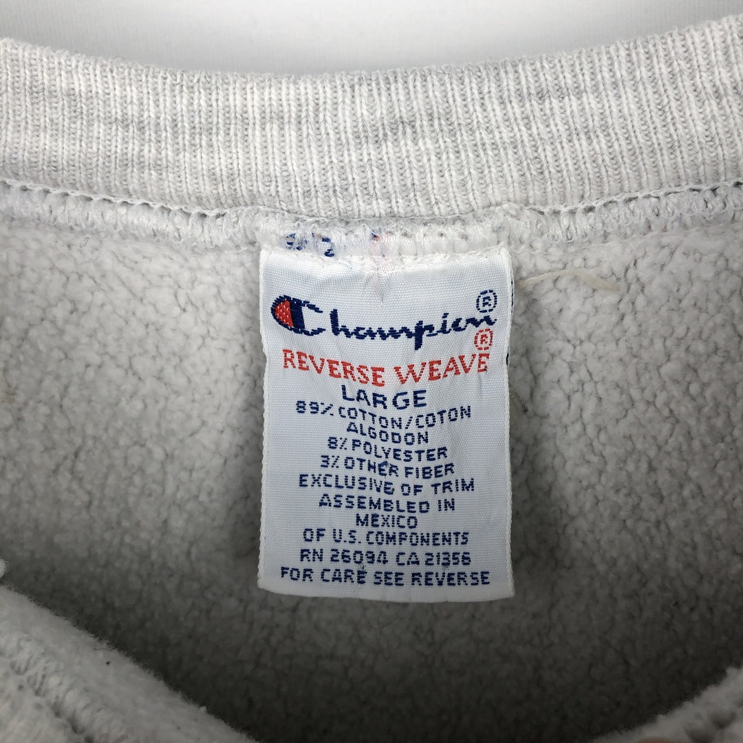 90'S Champion Reverse Weave Embroidered Tag College Sweatshirt Trainer Men's Size L Vintage cotton gray type Vintage Second Hand