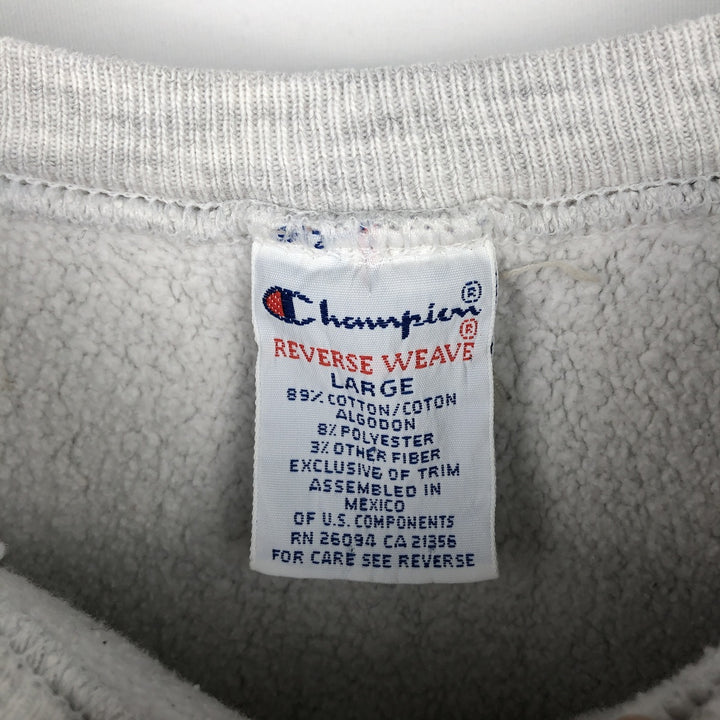 90'S Champion Reverse Weave Embroidered Tag College Sweatshirt Trainer Men's Size L Vintage cotton gray type Vintage Second Hand