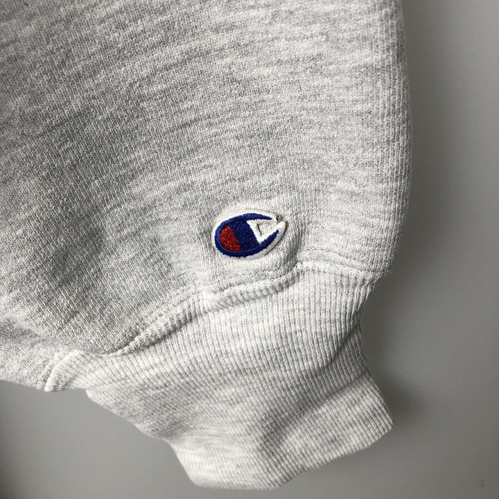 90'S Champion Reverse Weave Sweatshirt with Embroidered Tag and Advertising, Made in USA, Men's Size XL (approx.) cotton gray type Vintage Second Hand