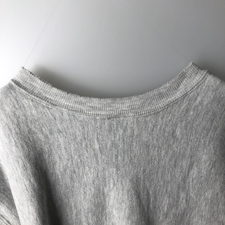 90'S Champion Reverse Weave Sweatshirt with Embroidered Tag and Advertising, Made in USA, Men's Size XL (approx.) cotton gray type Vintage Second Hand