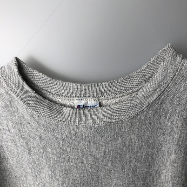 90'S Champion Reverse Weave Sweatshirt with Embroidered Tag and Advertising, Made in USA, Men's Size XL (approx.) cotton gray type Vintage Second Hand