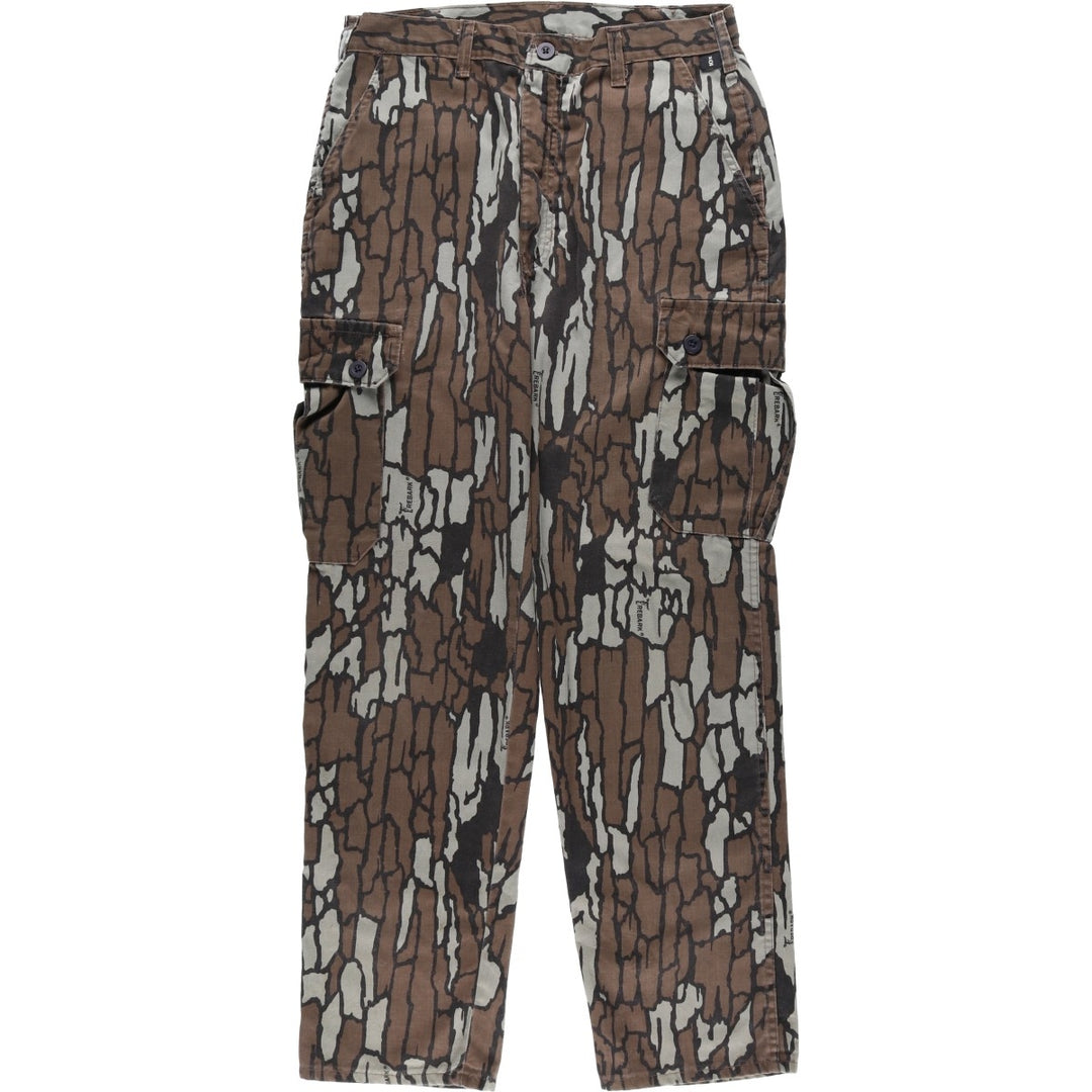 Civilian-made 10x Camouflage Pattern Treebark Camo Military Cargo Pants, Made in USA, Men's W33 equivalent. polyester Khaki type Vintage Second Hand
