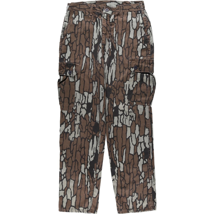 Civilian-made 10x Camouflage Pattern Treebark Camo Military Cargo Pants, Made in USA, Men's W33 equivalent. polyester Khaki type Vintage Second Hand