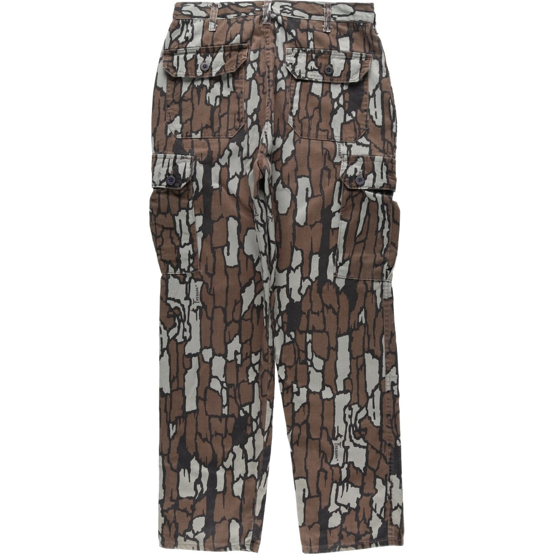 Civilian-made 10x Camouflage Pattern Treebark Camo Military Cargo Pants, Made in USA, Men's W33 equivalent. polyester Khaki type Vintage Second Hand