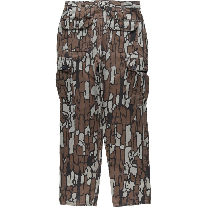 Civilian-made 10x Camouflage Pattern Treebark Camo Military Cargo Pants, Made in USA, Men's W33 equivalent. polyester Khaki type Vintage Second Hand