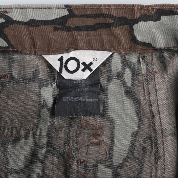Civilian-made 10x Camouflage Pattern Treebark Camo Military Cargo Pants, Made in USA, Men's W33 equivalent. polyester Khaki type Vintage Second Hand