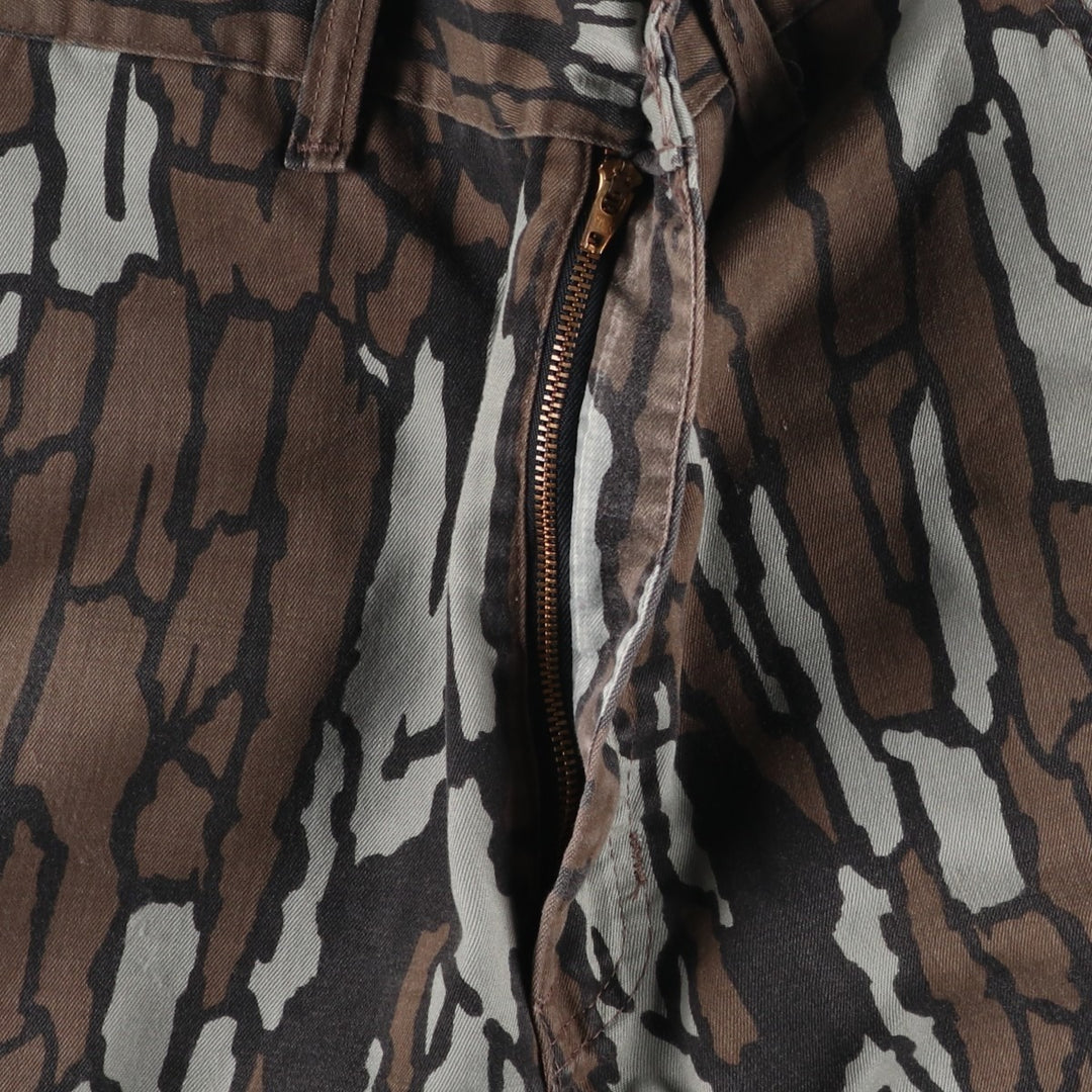 Civilian-made 10x Camouflage Pattern Treebark Camo Military Cargo Pants, Made in USA, Men's W33 equivalent. polyester Khaki type Vintage Second Hand
