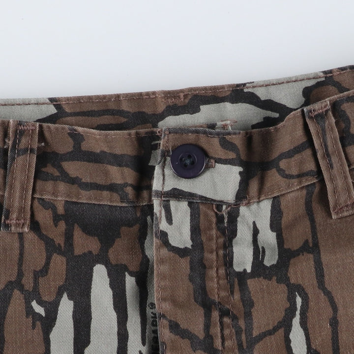 Civilian-made 10x Camouflage Pattern Treebark Camo Military Cargo Pants, Made in USA, Men's W33 equivalent. polyester Khaki type Vintage Second Hand