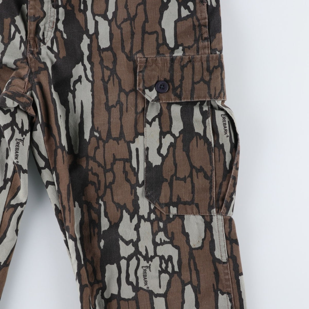 Civilian-made 10x Camouflage Pattern Treebark Camo Military Cargo Pants, Made in USA, Men's W33 equivalent. polyester Khaki type Vintage Second Hand