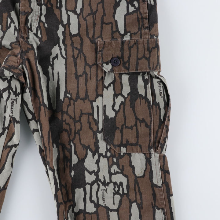 Civilian-made 10x Camouflage Pattern Treebark Camo Military Cargo Pants, Made in USA, Men's W33 equivalent. polyester Khaki type Vintage Second Hand