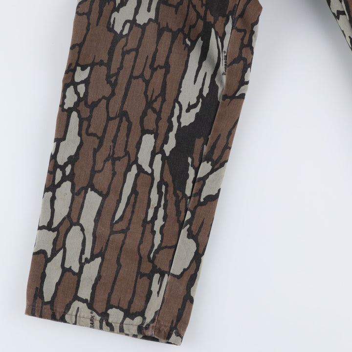Civilian-made 10x Camouflage Pattern Treebark Camo Military Cargo Pants, Made in USA, Men's W33 equivalent. polyester Khaki type Vintage Second Hand