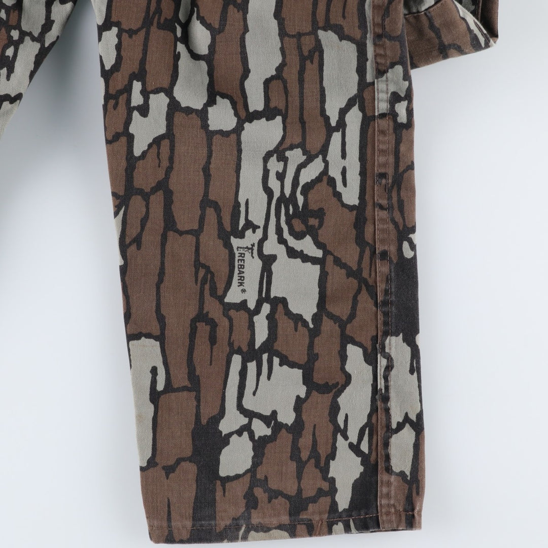 Civilian-made 10x Camouflage Pattern Treebark Camo Military Cargo Pants, Made in USA, Men's W33 equivalent. polyester Khaki type Vintage Second Hand