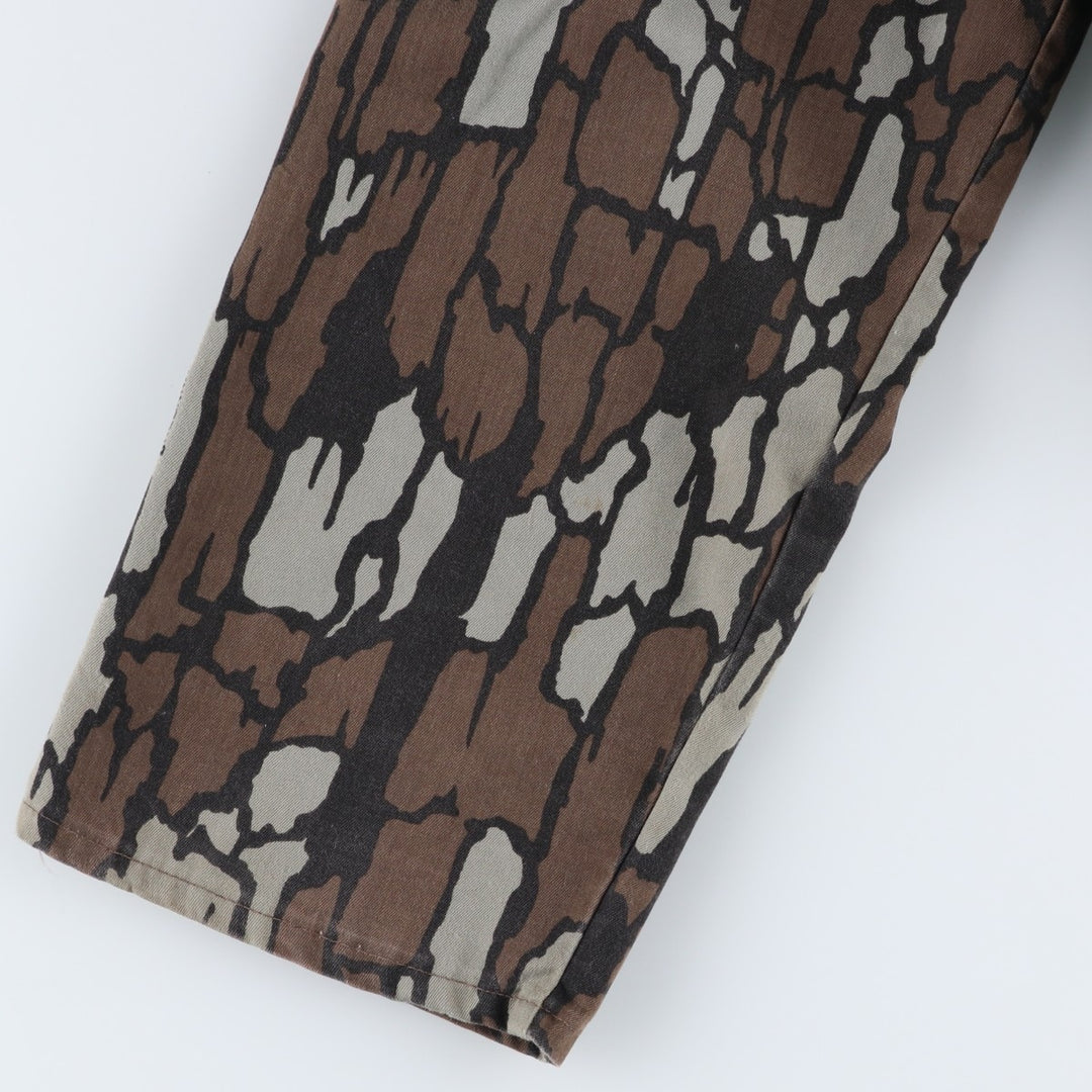 Civilian-made 10x Camouflage Pattern Treebark Camo Military Cargo Pants, Made in USA, Men's W33 equivalent. polyester Khaki type Vintage Second Hand