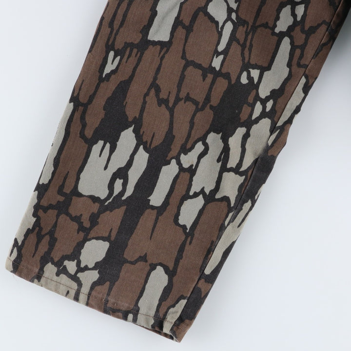 Civilian-made 10x Camouflage Pattern Treebark Camo Military Cargo Pants, Made in USA, Men's W33 equivalent. polyester Khaki type Vintage Second Hand