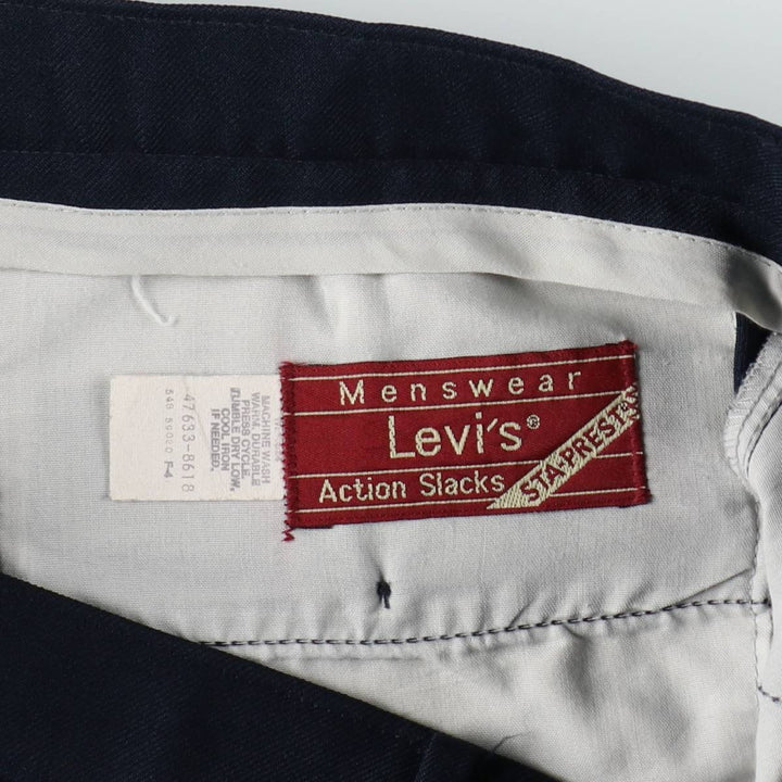 1980'S Levi's Action Slacks STA-PREST Flare Pants, Men's W35 (approx.), Vintage unclear navy blue type Vintage Second Hand