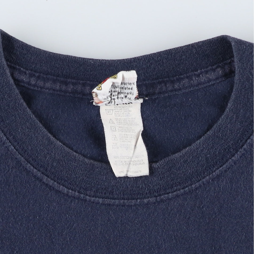 90'S Looney Tunes Sylvester Cat Tweety Character Print T-Shirt (Women's Size L) cotton navy blue type Vintage Second Hand