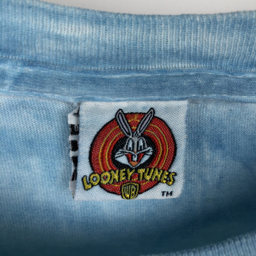 2000'S Looney Tunes Tweety Tie-Dye Pattern Character Print T-Shirt (Women's Size L) unclear Blue type light blue Vintage Second Hand