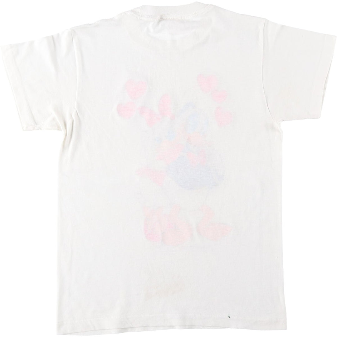 90'S AMERICA'S FAVORITES Donald Duck and Daisy Duck character print T-shirt, made in USA, women's size M equivalent. cotton white type Vintage Second Hand