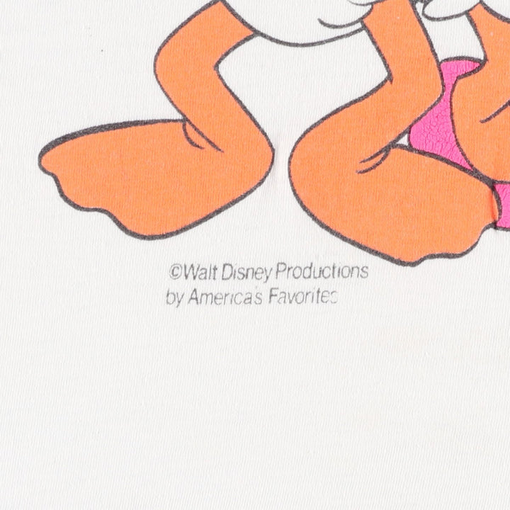 90'S AMERICA'S FAVORITES Donald Duck and Daisy Duck character print T-shirt, made in USA, women's size M equivalent. cotton white type Vintage Second Hand